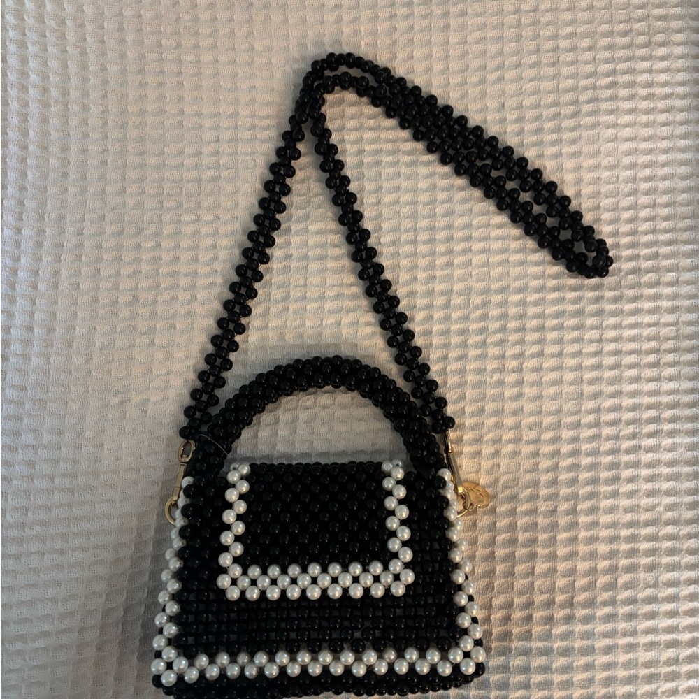 Kate Spade Black and White Mini Bag with Geometric Pattern